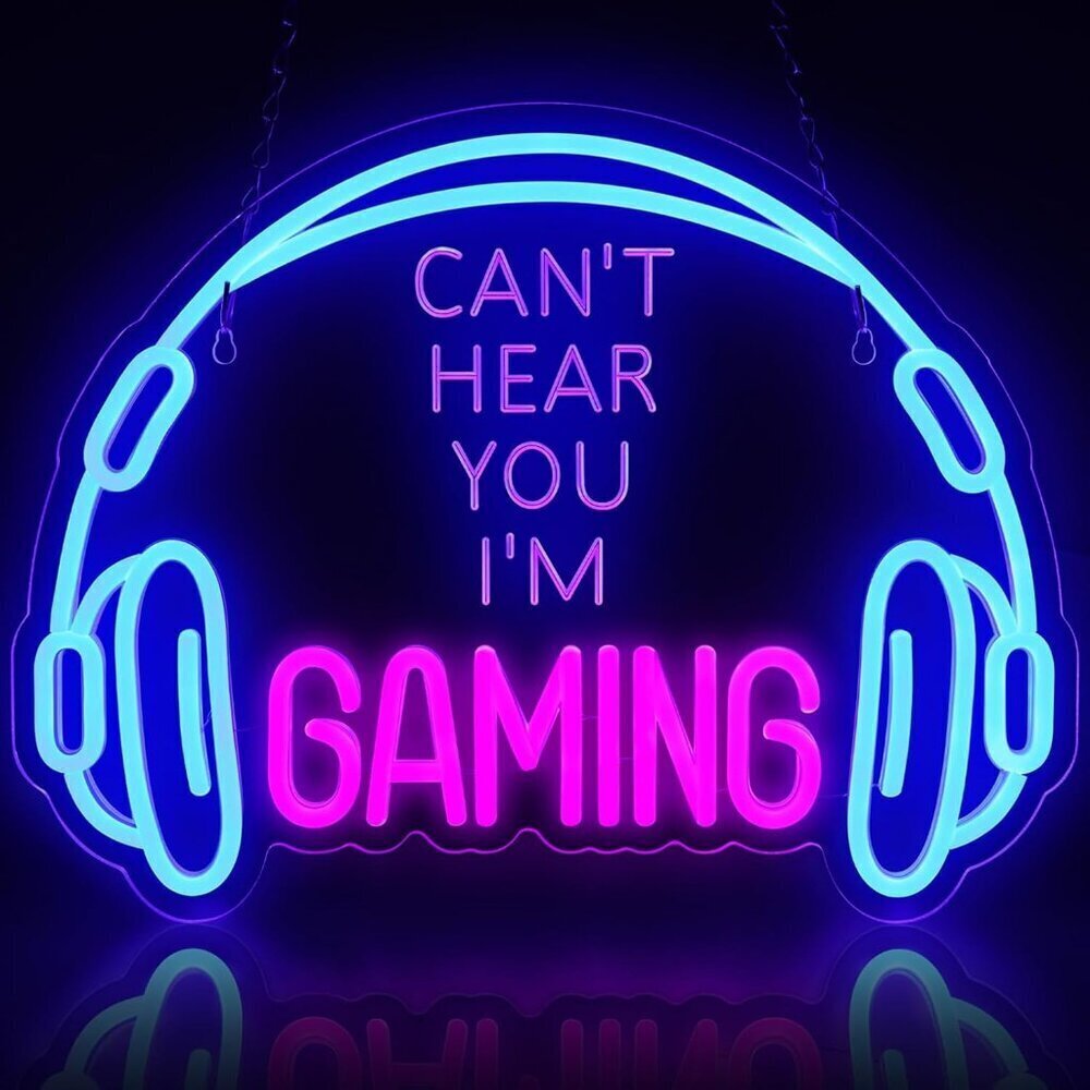 Gaming Neon Sign, Large Bright and Dimmable Colored LED Headset Gamer Neon